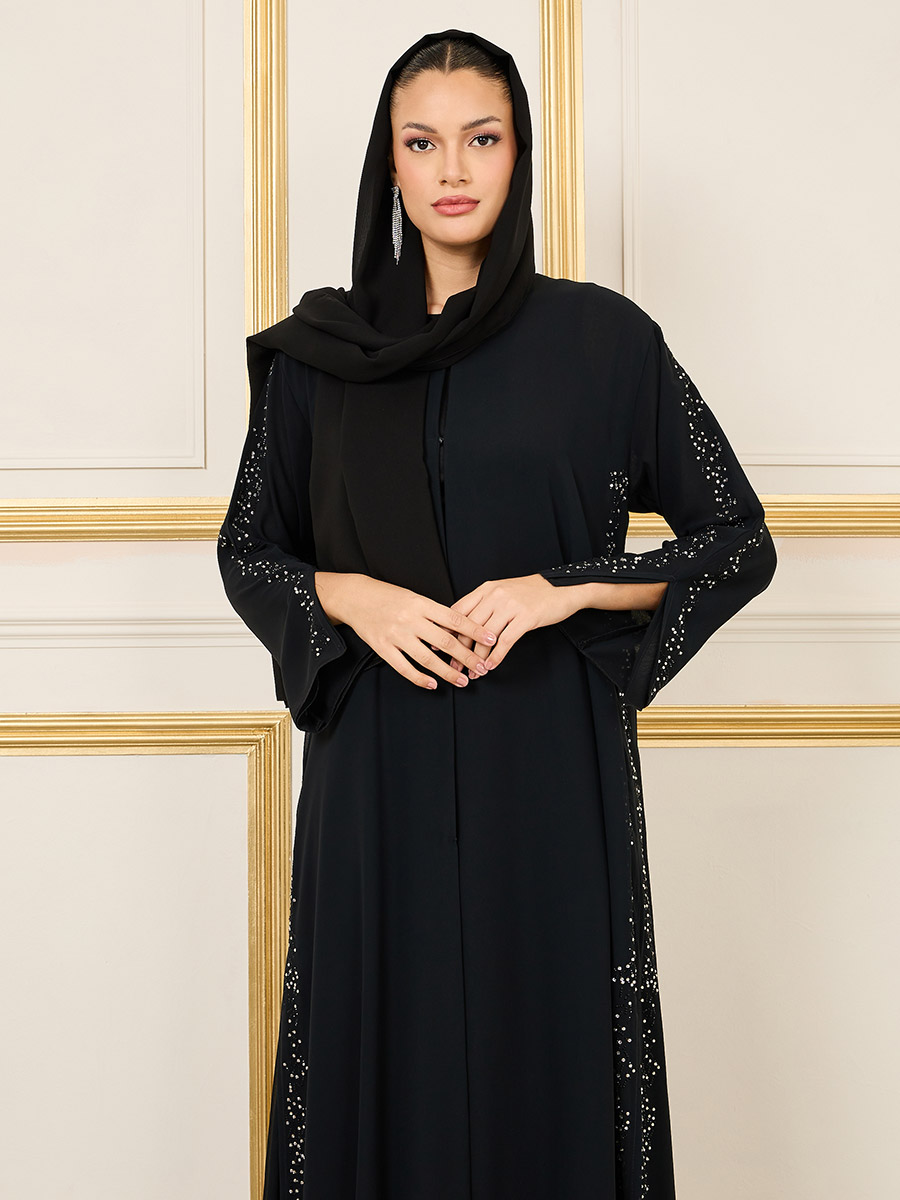 Buy Side Beaded Embellished Abaya Black For Women Styli Saudi