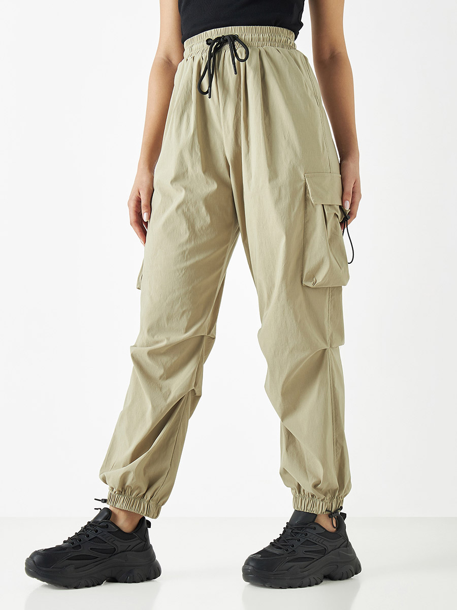 Solid Parachute Cargo Pants