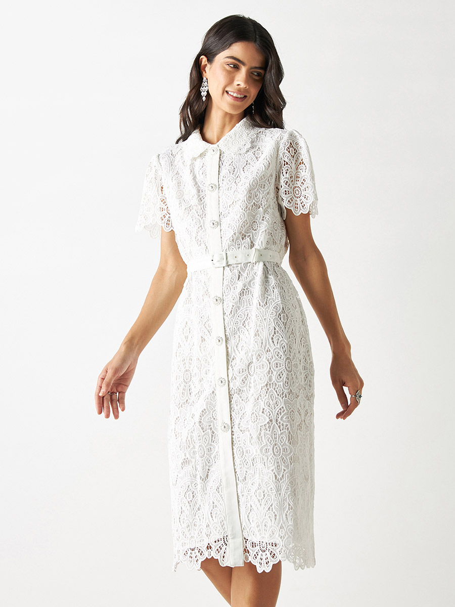 Midi Dress White Bodycon Shirt Buy Floral All Over Lace Shirt