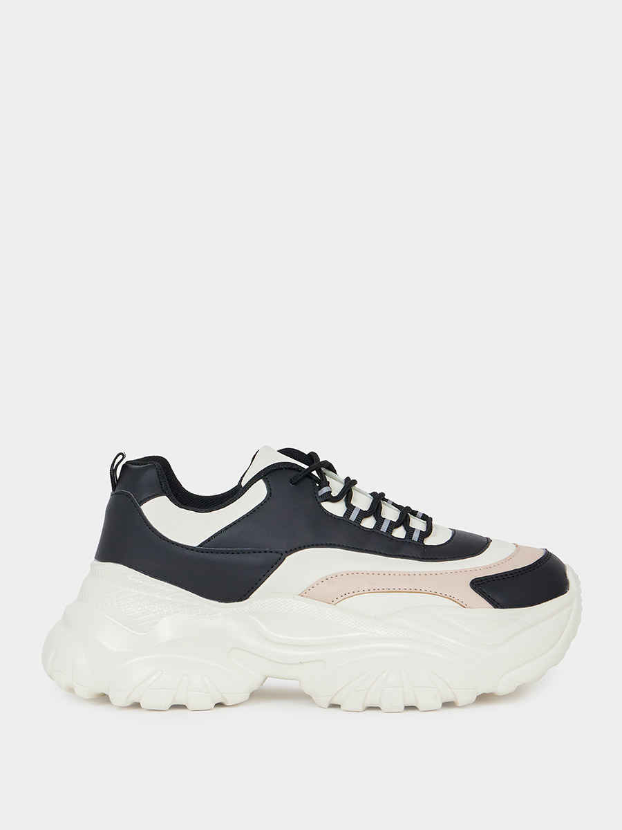 Buy Color Block Web Design Chunky Sneakers Grey For Women Styli UAE