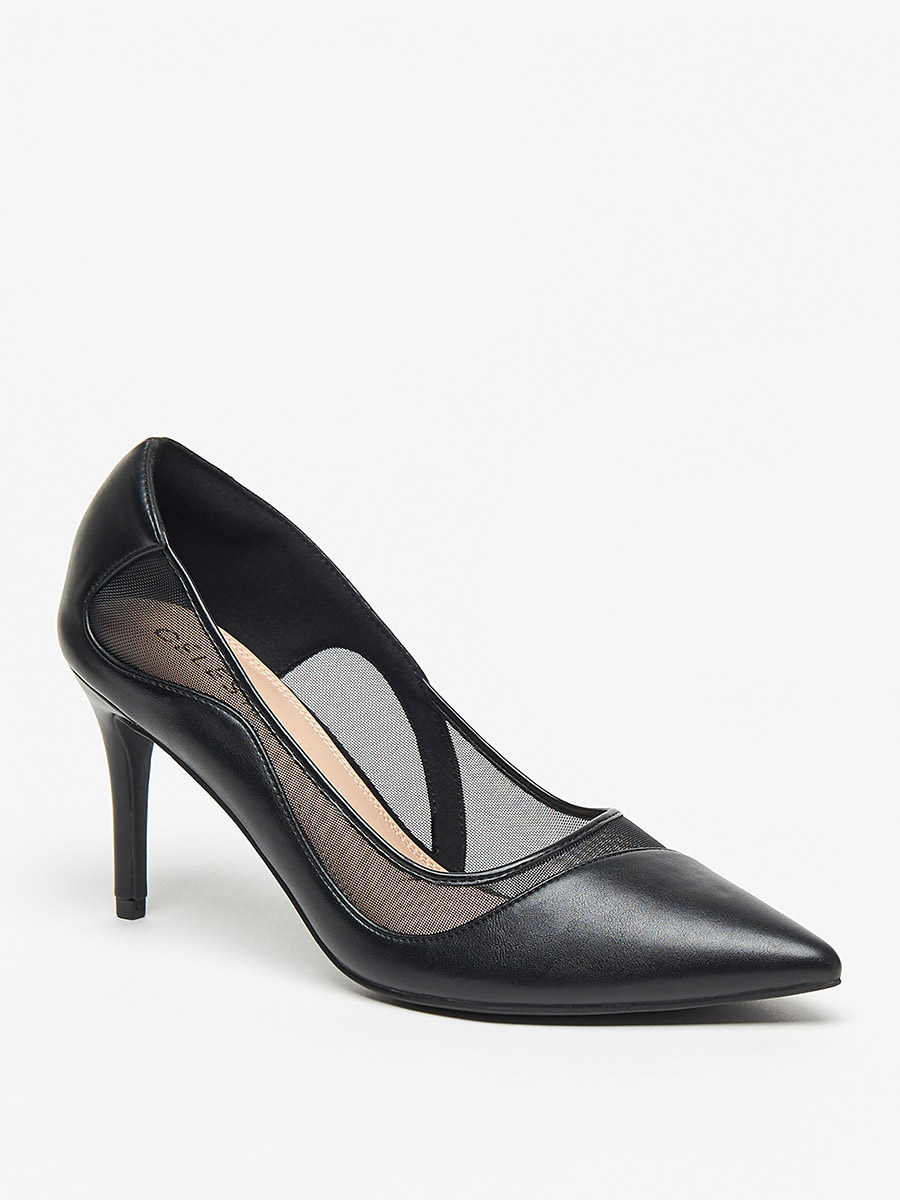 Mesh Detail Stiletto Heel Pumps For Women at Saudi Styli