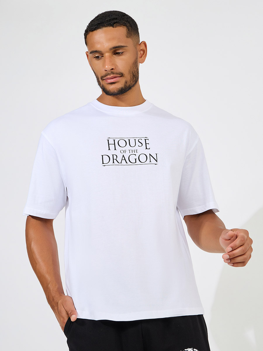 Buy House of Dragon Graphic Print Compact Jersey Oversized T-Shirt
