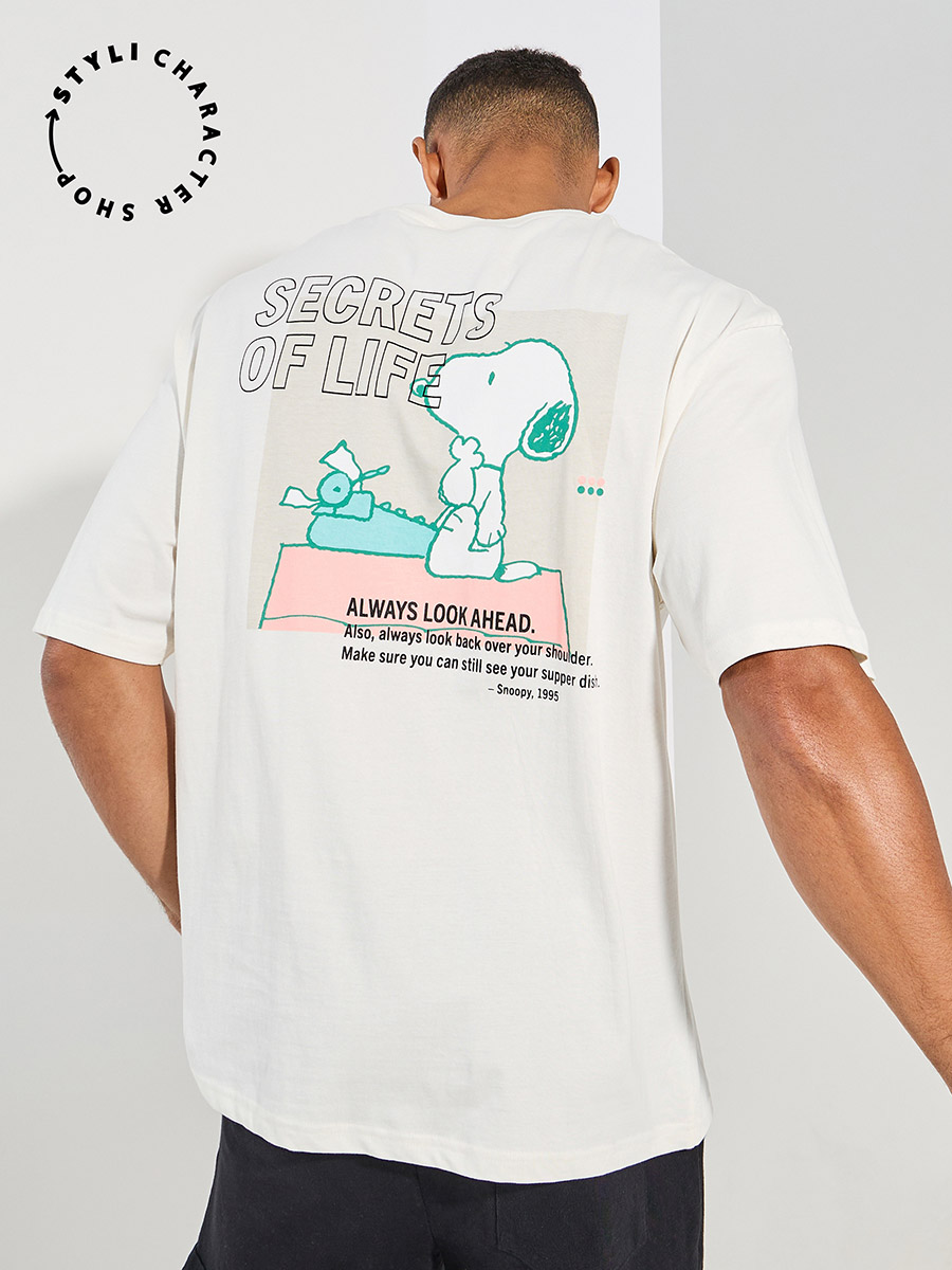Buy Snoopy Graphic Print Compact Jersey Oversized T-Shirt