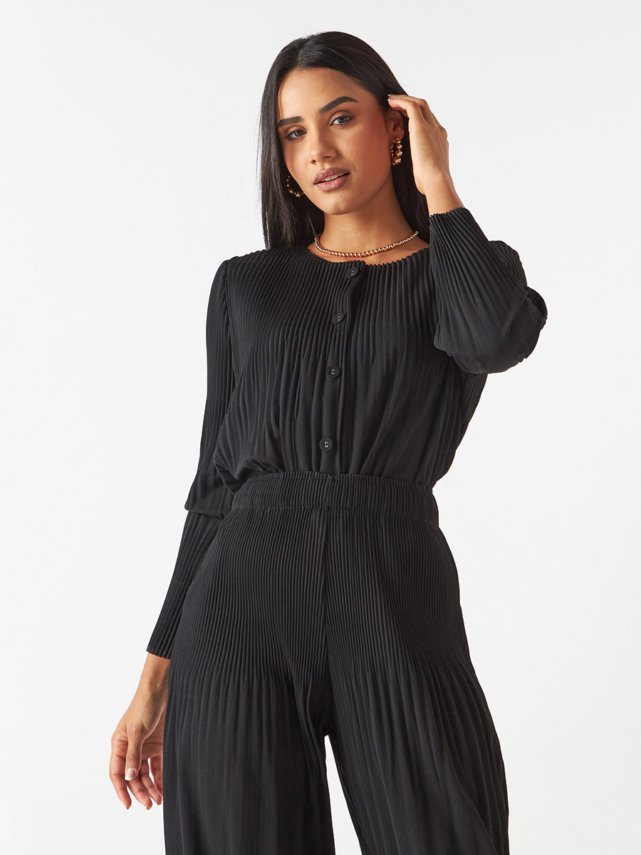 Accordion Pleats Long Sleeves Blouse For Women at UAE Styli