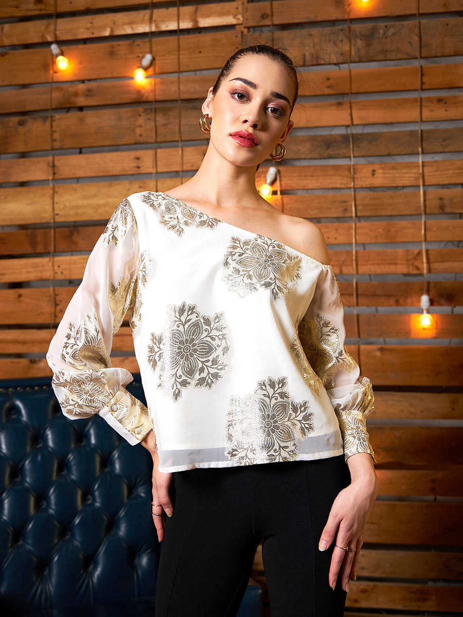 floral one shoulder top