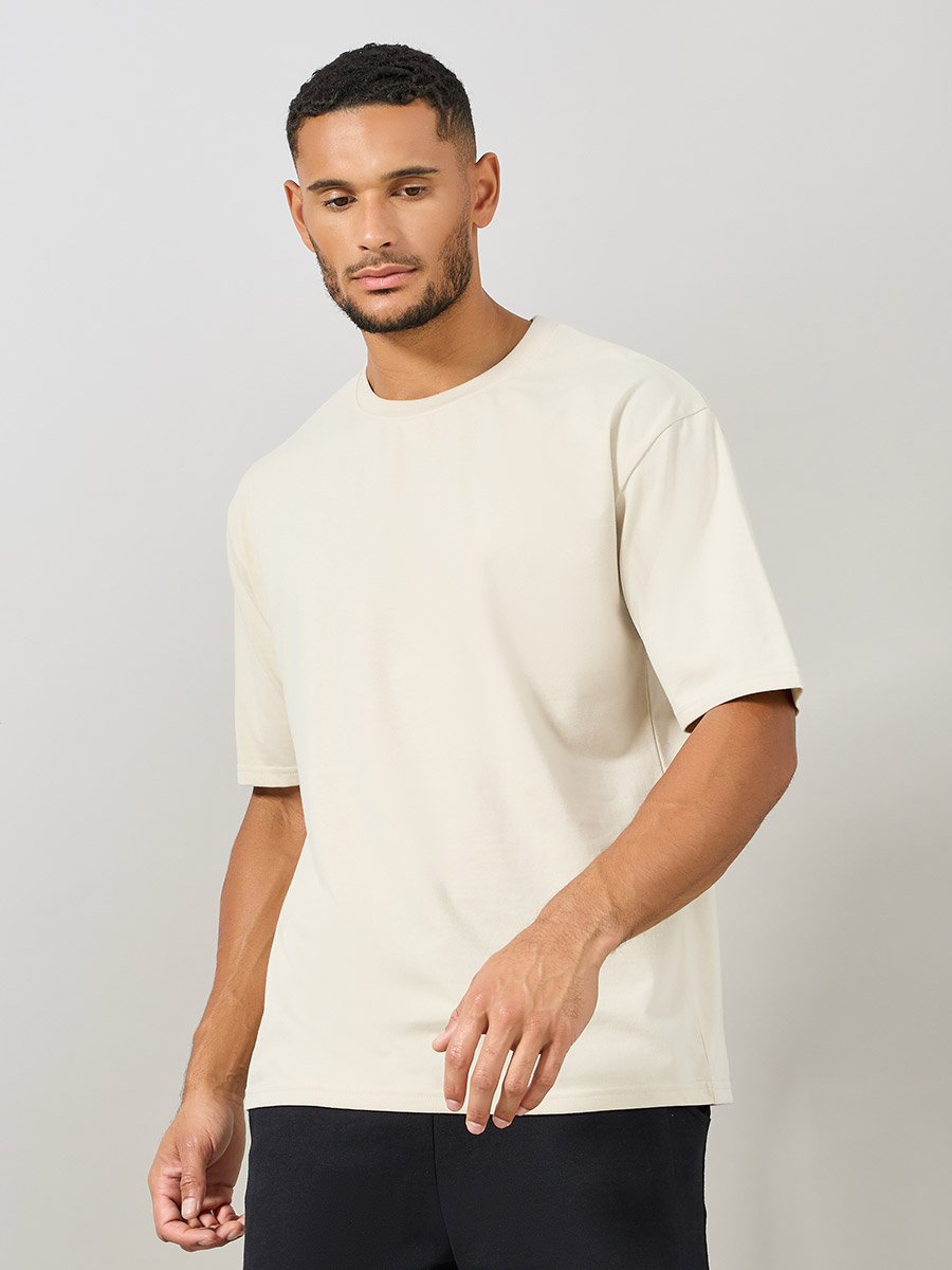 Buy Butterfly Graphic Oversized Streetwear T-Shirt Beige For