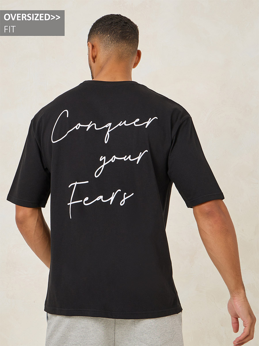 Conquer Your Fear Slogan Print Oversized T-Shirt For Men at Saudi