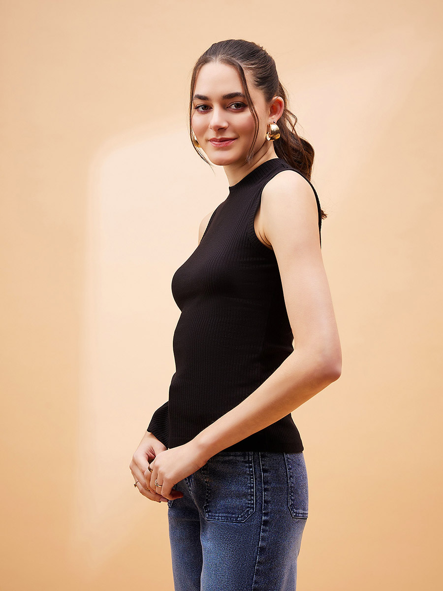 ★関税込★ANOTHERYOUTH★slit sleeveless - black / unisex★ Buy Ribbed Side Slit Sleeveless Top Black For Women | Styli UAE