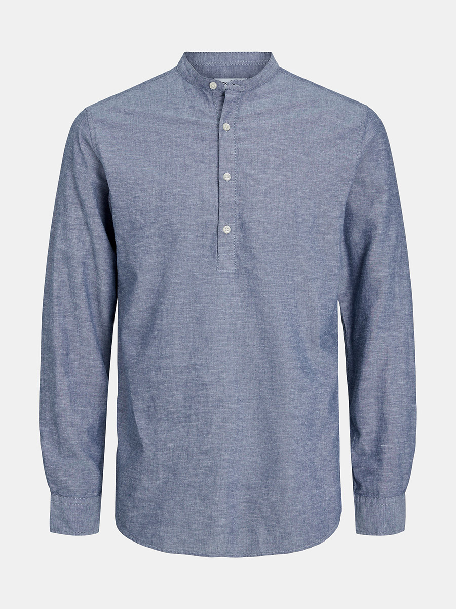 COMFORT FIT BAND COLLAR SHIRT HEMP