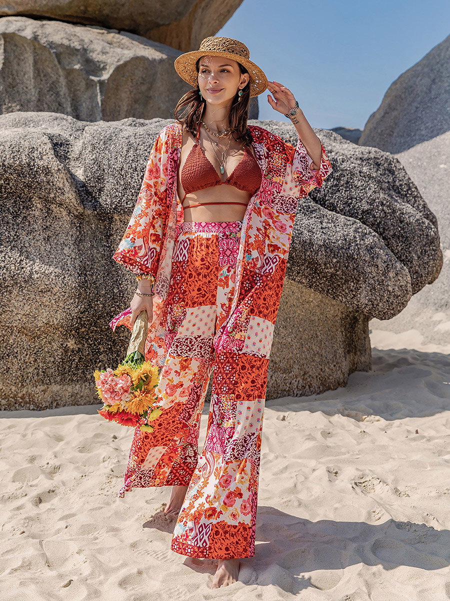VIP【関税送料無料】希少 O BIANI PRINTED SILK TROUSERS printed low waist flared pyjama trousers - Pink - Leopard