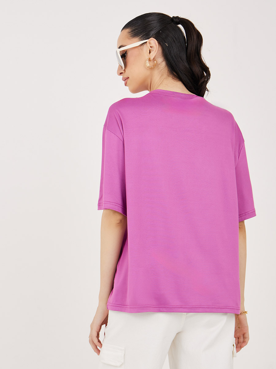 Buy Oversized Daydreamer Graphic Print T-Shirt Purple For