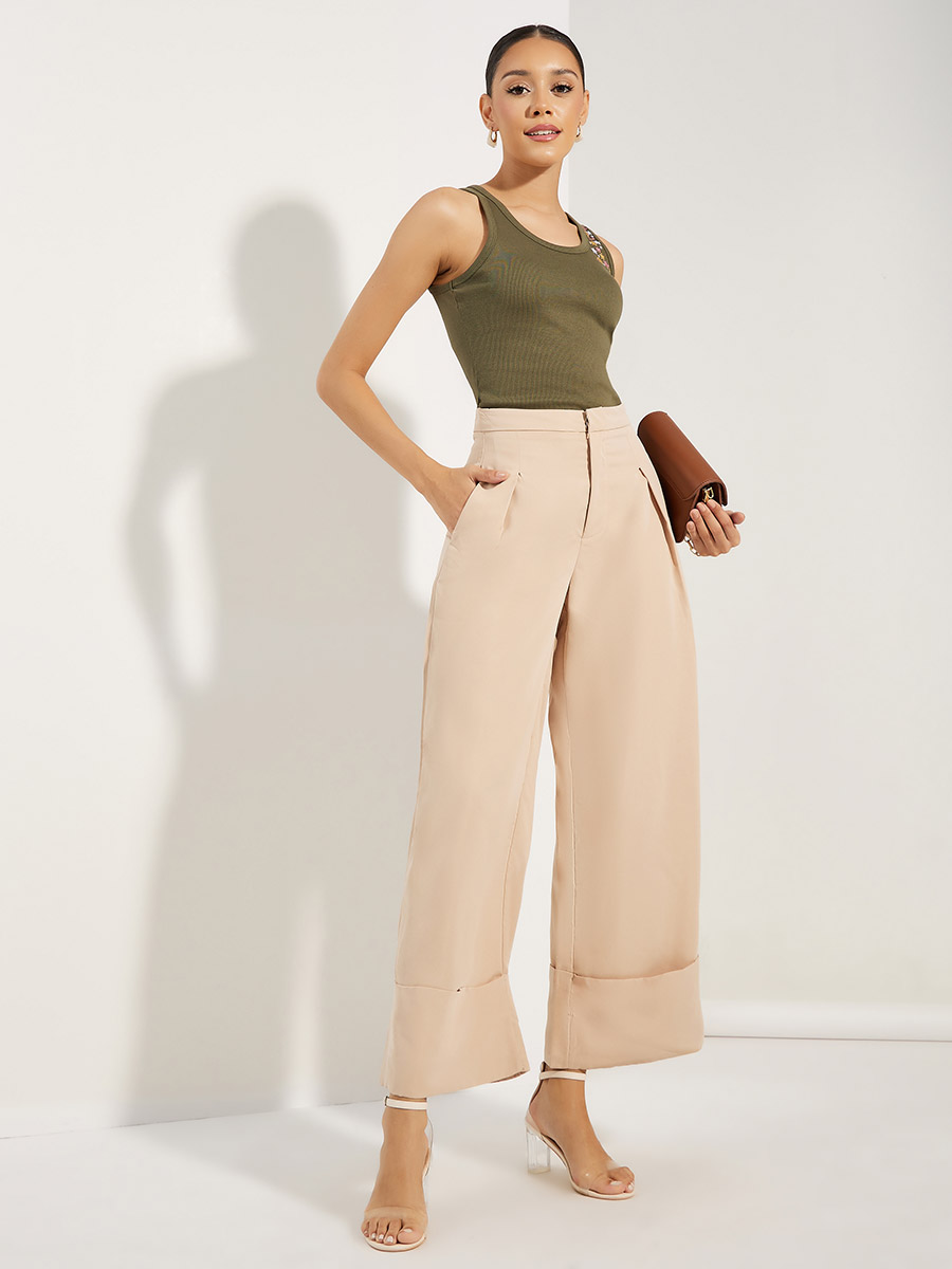 Wide leg ankle length pants hotsell