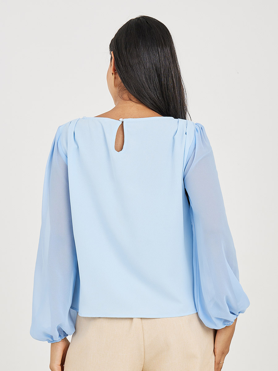 light blue chiffon blouse
