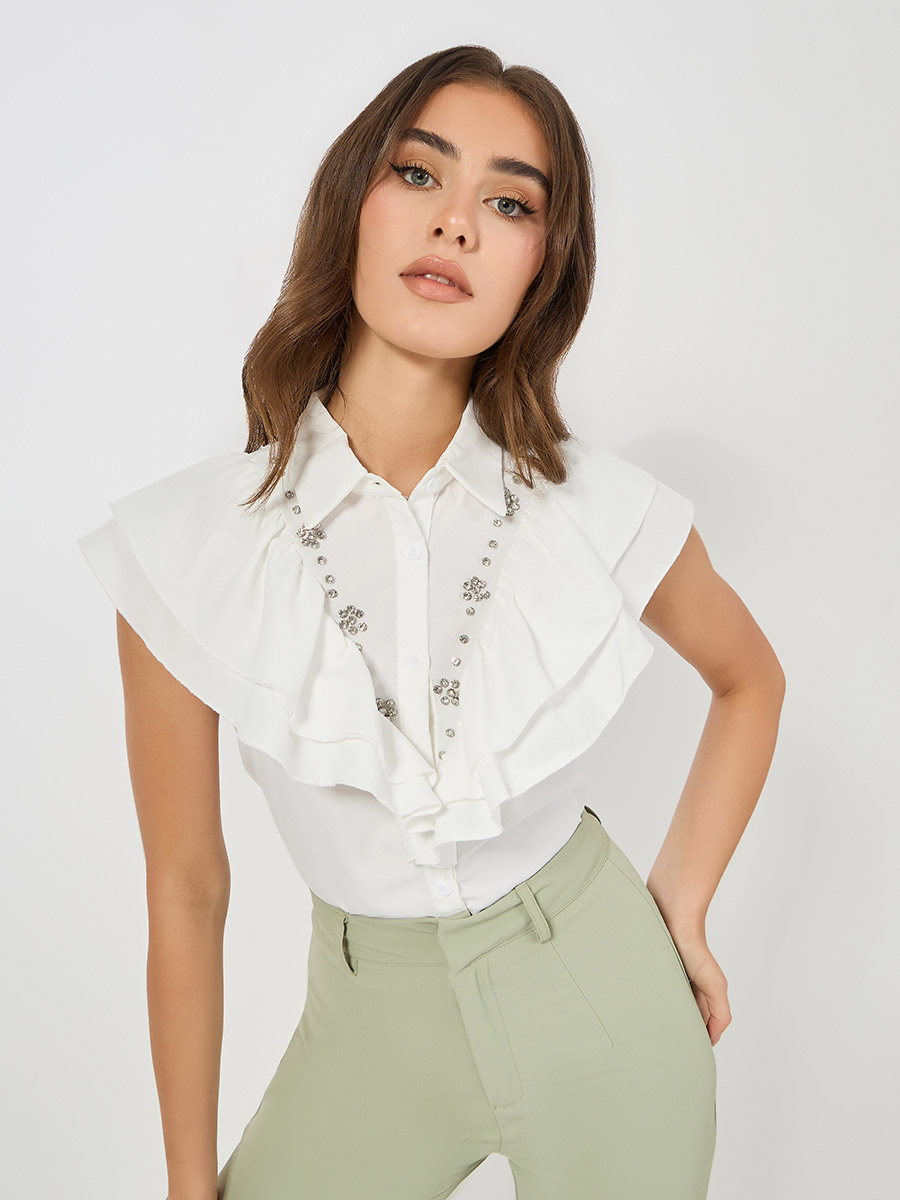 Layered ruffle shirt deals