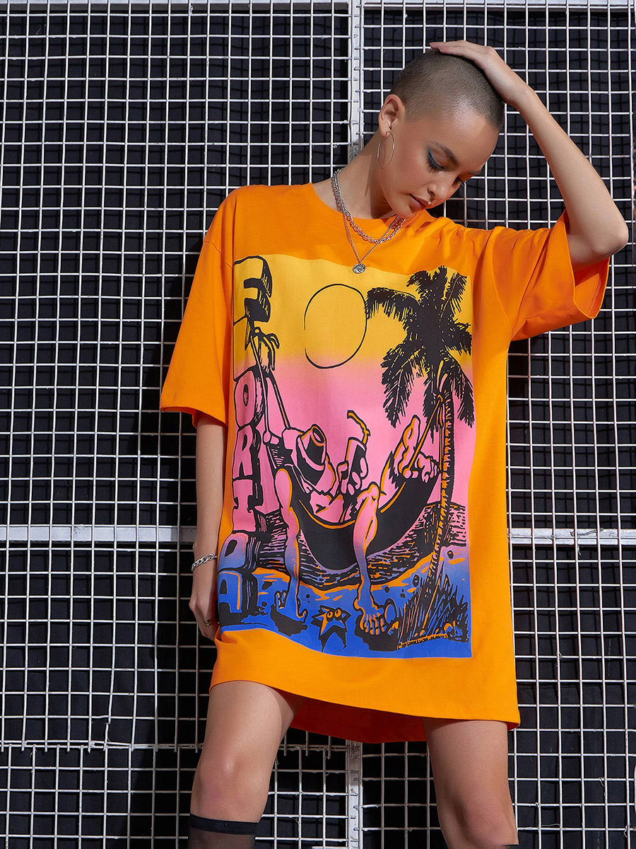 oversized orange t shirt dress Short Sleeve Pocket Dress ZENNILO Women's Swing T-Shirt Dress Loose Fit Casual Dress With Pockets, Orange Swing T-shirt Dress Women