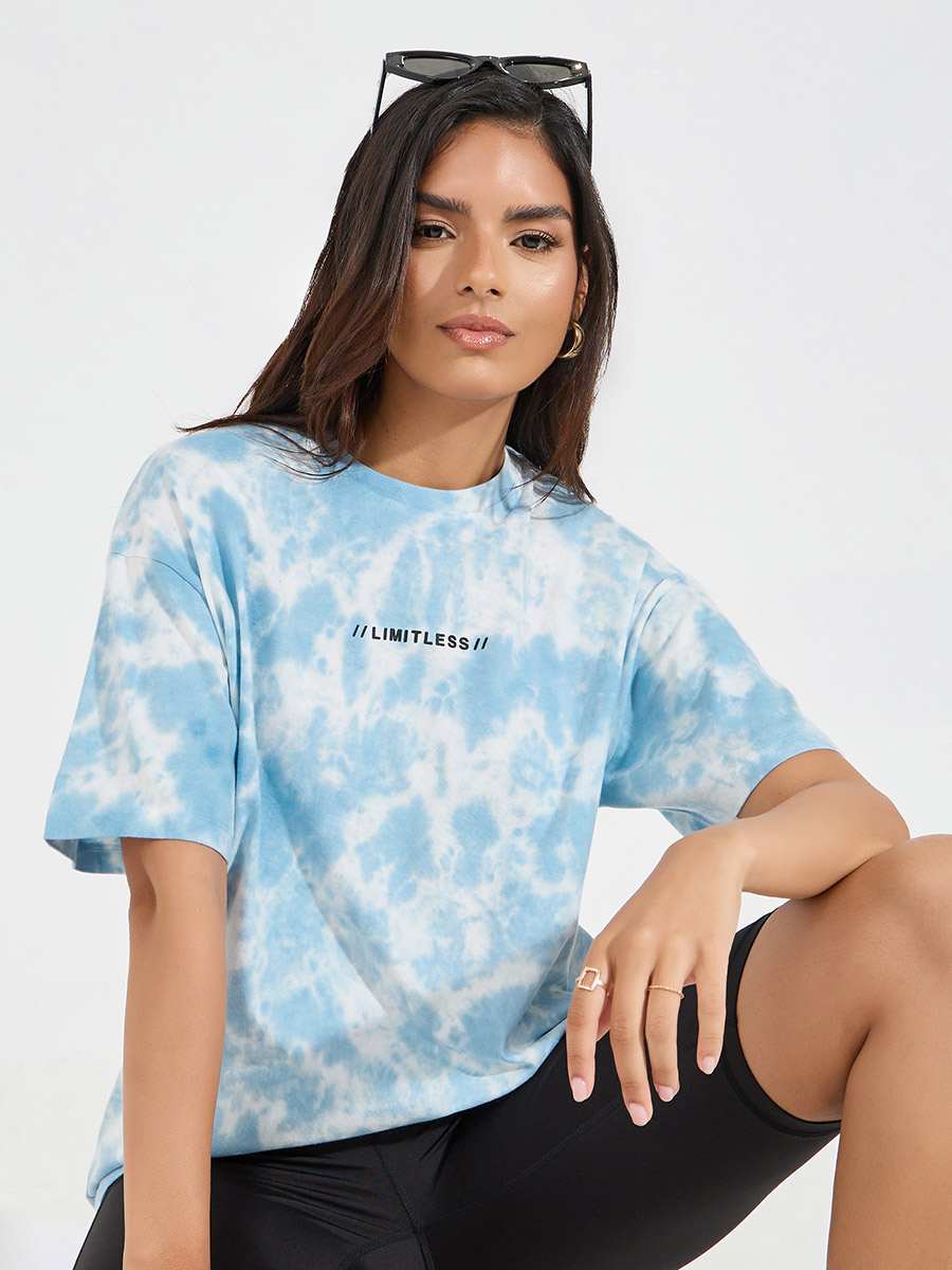 Tシャツ・カットソー ILLIGO Twisted shirring sleeveless light blue Buy Oversized Tie Dye Printed Cotton Jersey T-Shirt Light