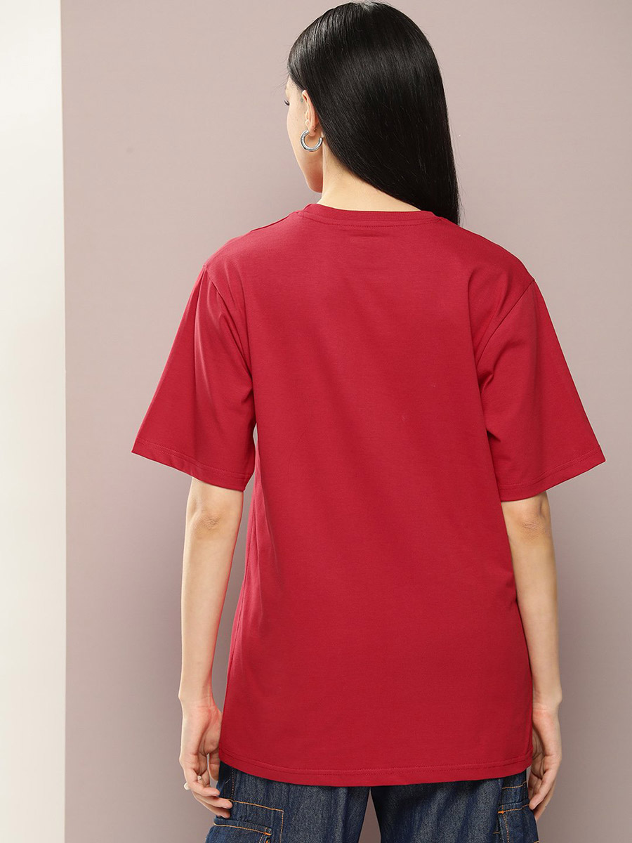 Buy Oversized Sun, Surf, Sand, Sea Slogan Print T-Shirt Red Buy Oversized Sun, Surf, Sand, Sea Slogan Print T-Shirt Red