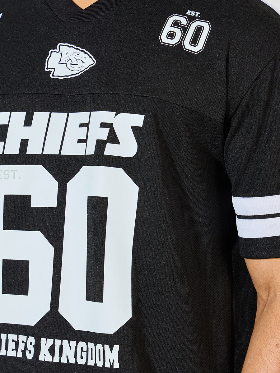 Buy NFL Chiefs Mesh Oversized Jersey T-Shirt Black For Men