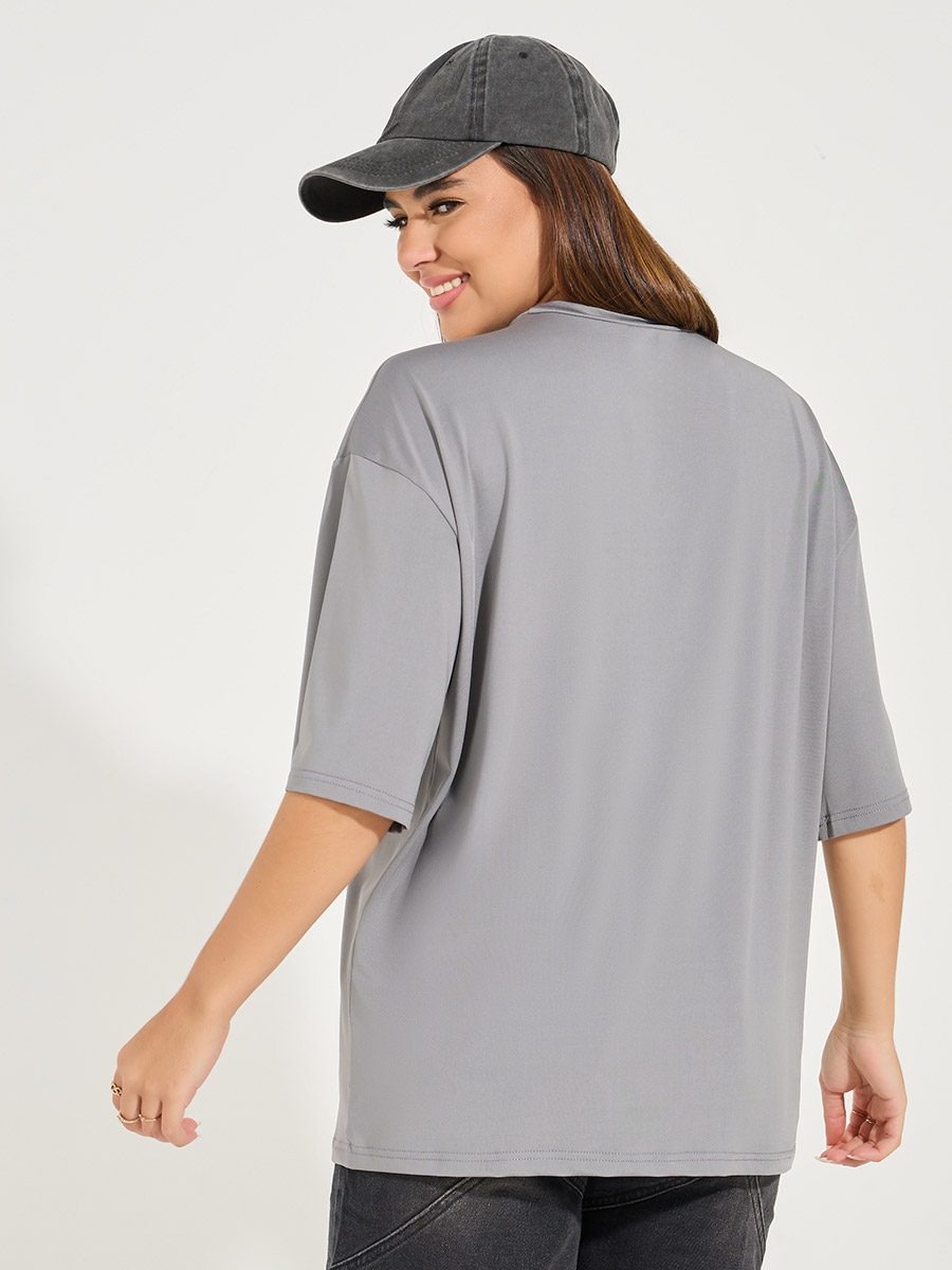Buy Oversized Patch Label Inspired T-Shirt with Dropped