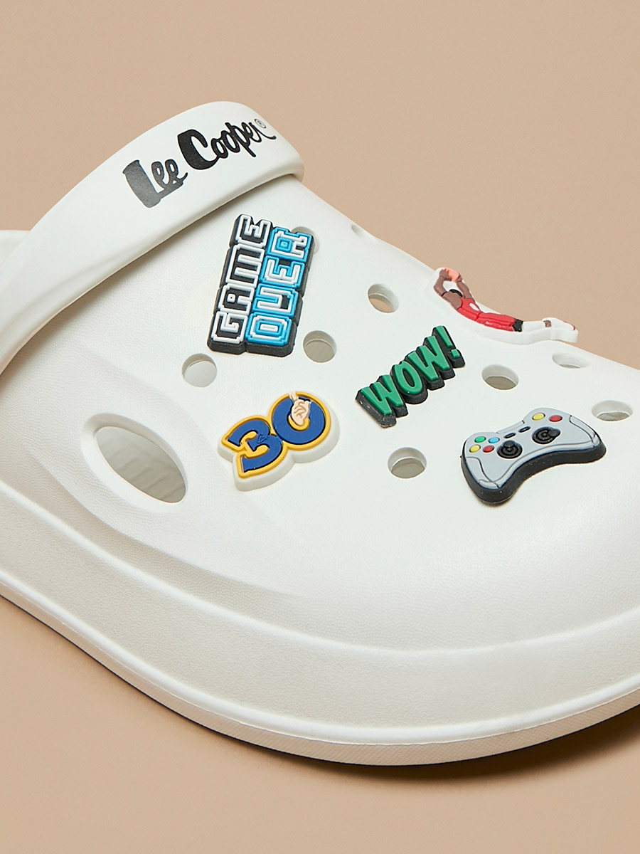 Buy Game Applique Detail Clogs White For Men | Styli Saudi