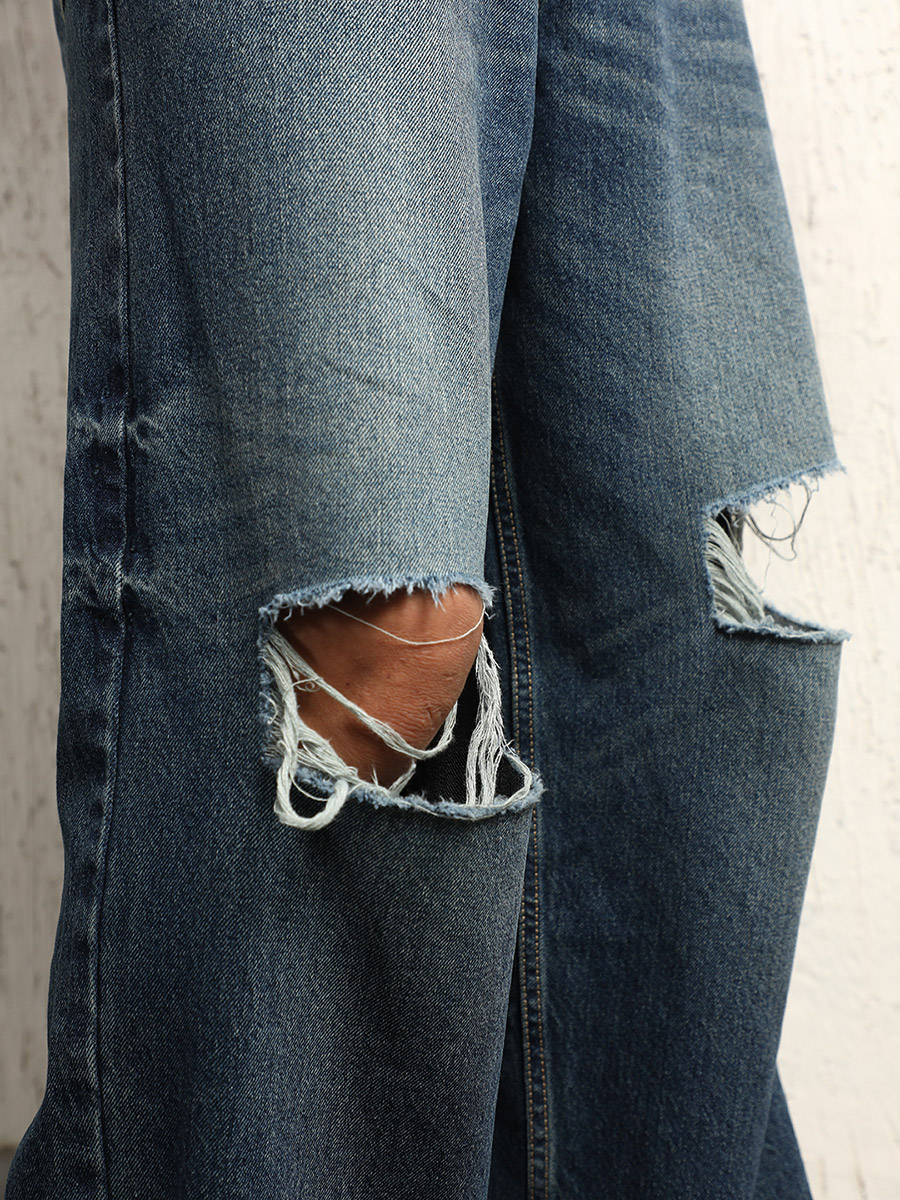 パンツ MOUSSY DESTROYED MIDRISE BAGGY MOUSSY: DESTROYED MIDRISE BAGGY (Size 1)