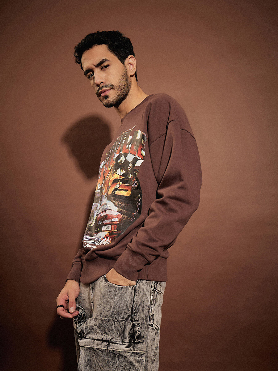 【SHAREEF】APPLE SWEAT PULL-OVER 茶 size2 Buy Nashville Graphic Print Oversized Sweatshirt Brown For