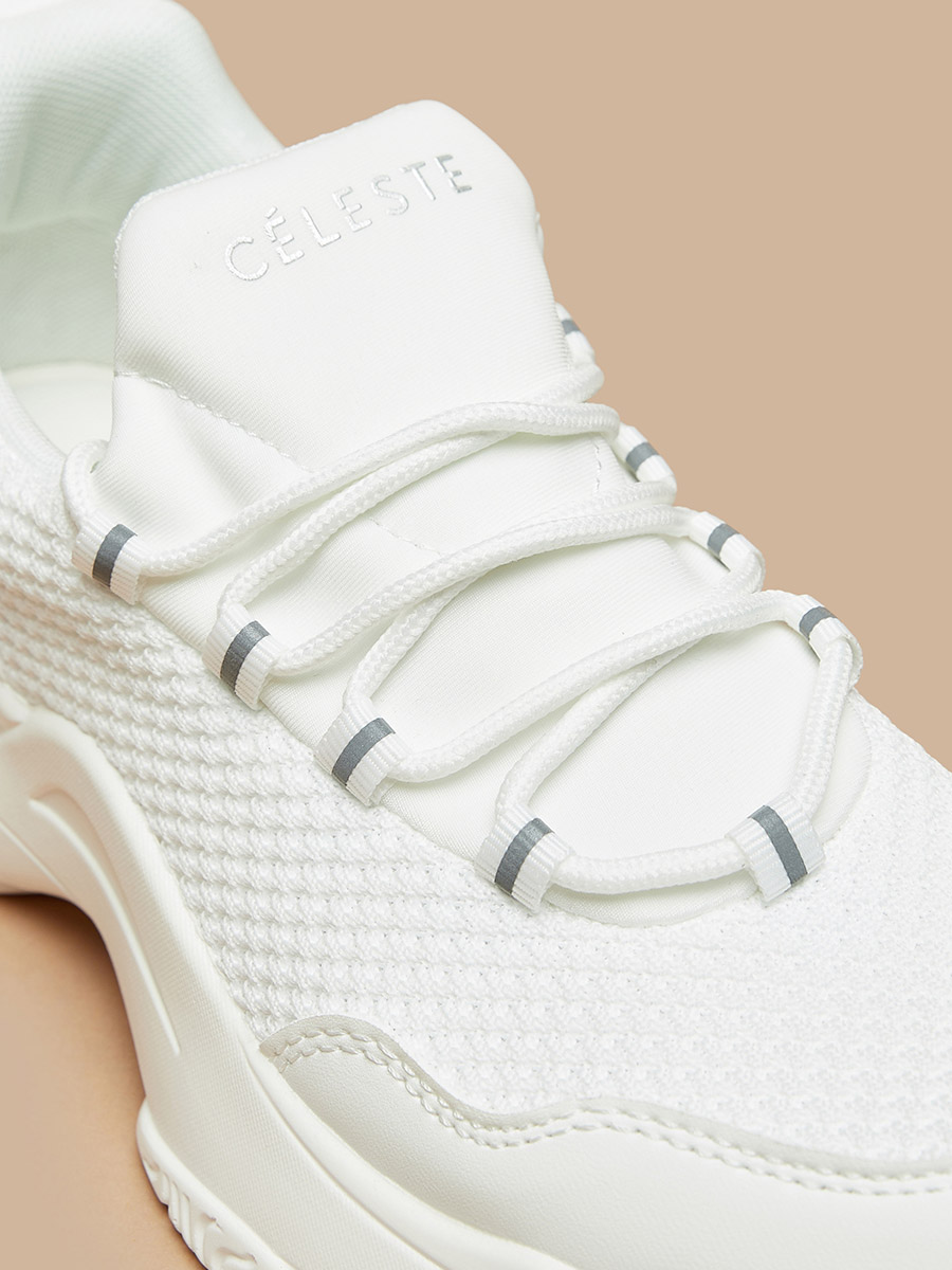 ⁂Stylishデザイナーズ⁂ Buy Monotone Sneakers with Chunky Sole and Lace-Up Closure