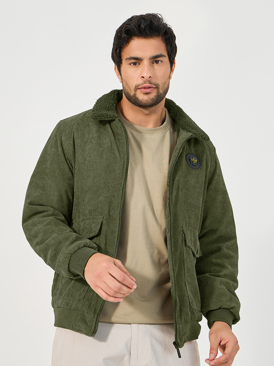 Mens corduroy jacket with fur stores collar Mens corduroy jacket with fur stores collar