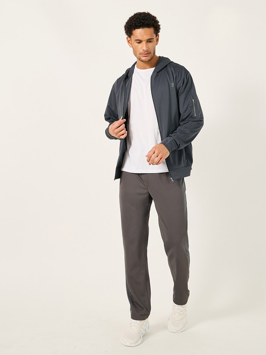 Hooded Training Jacket with Sleeve Zipper Detail For Men at Qatar