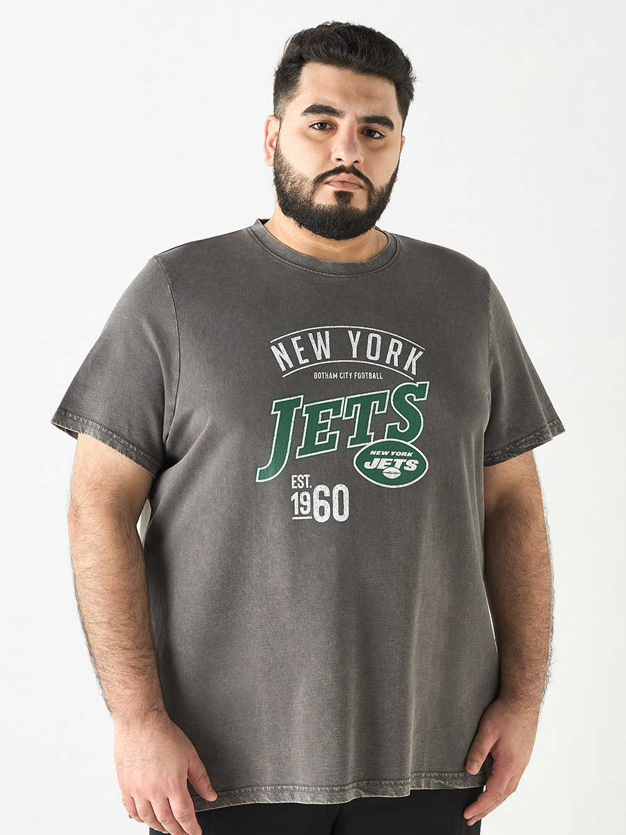 Plus Size The New York Jets Print Crew Neck T-Shirt For Men at UAE