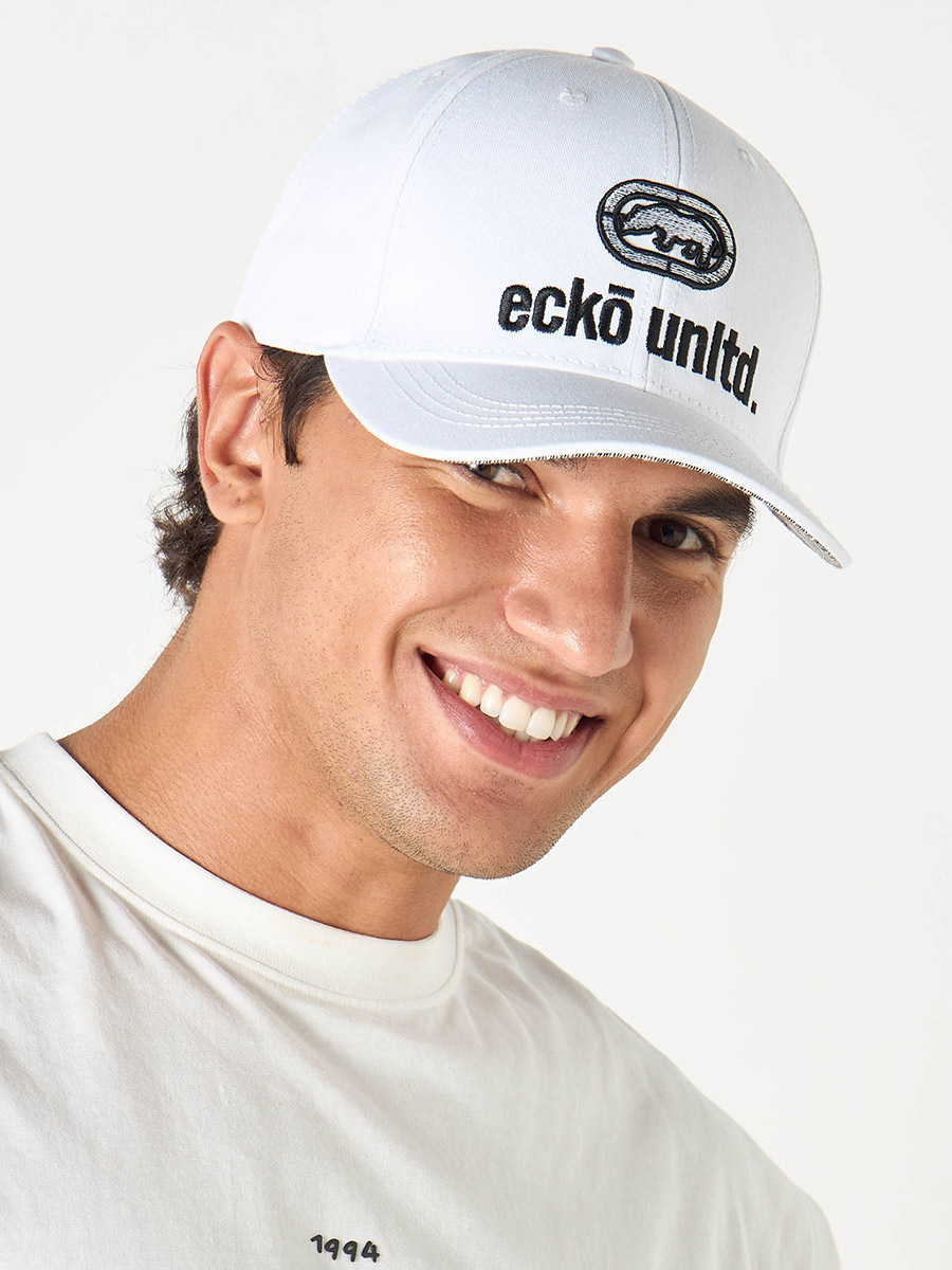 Buy Logo Embroidered Cap with Buckled Strap Closure White