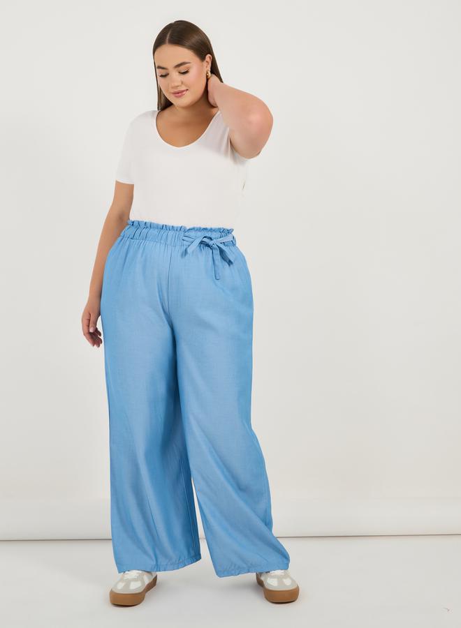 Buy Plus Size High Rise Drawstring Paper Bag Waist Pants Medium