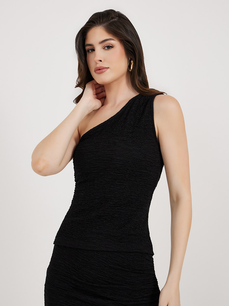 Textured Knit One Shoulder Top For Women at Bahrain Styli