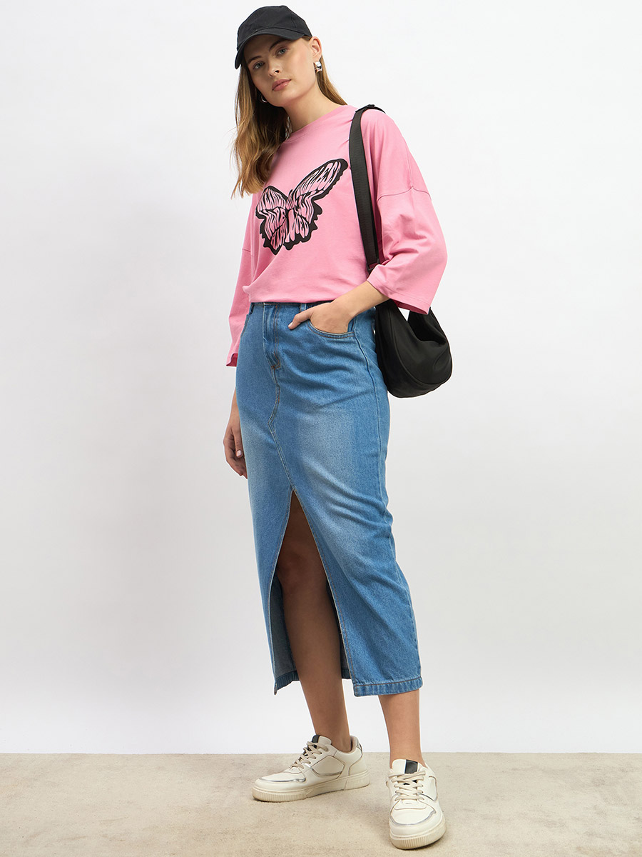 Graphic Print Dropped Shoulder Oversized T-Shirt​ For Women at