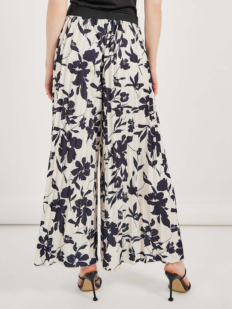 Buy All-Over Floral Print Ankle Length Wide Leg Pants Beige