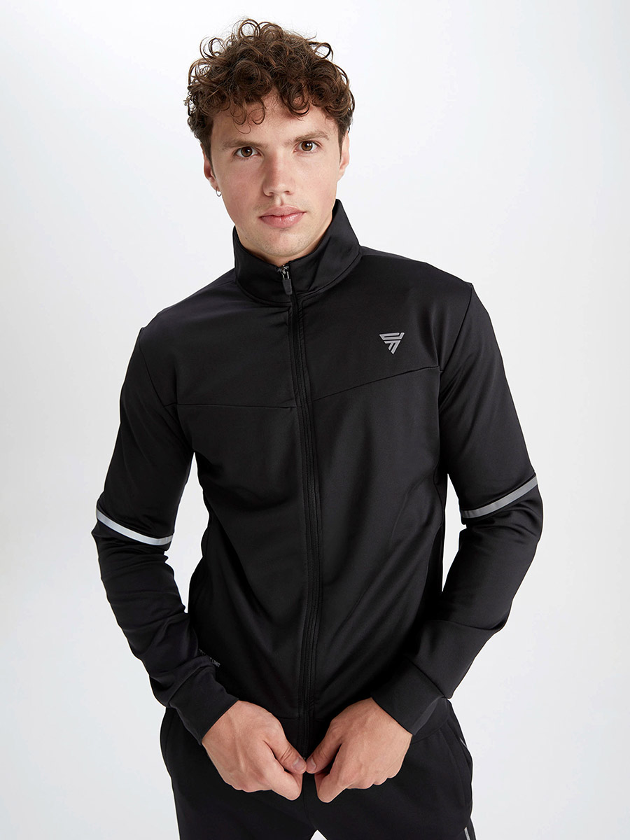 Slim Fit Front Zip Sweatshirt with Logo Detail For Men at Kuwait