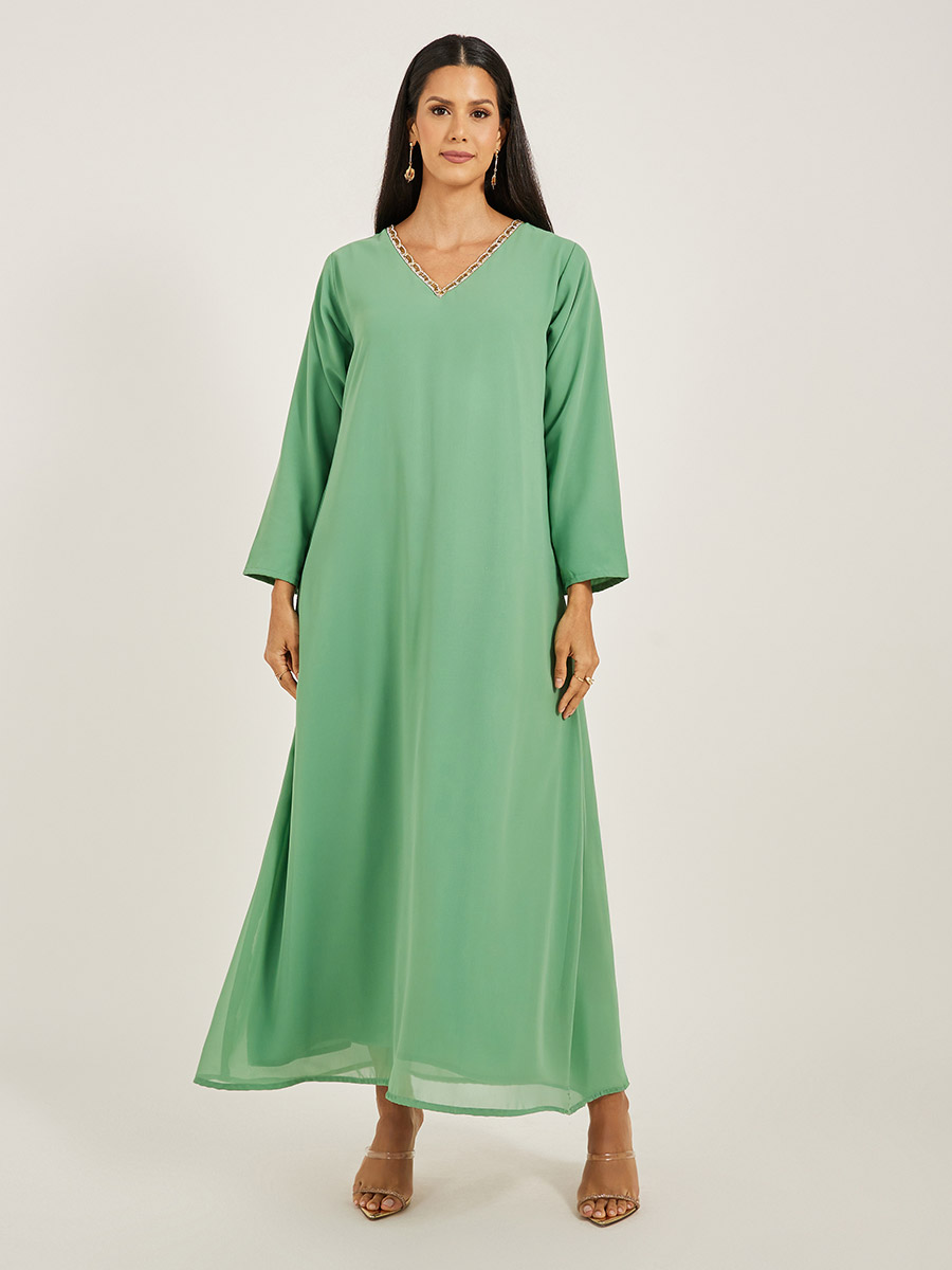 Soft Cotton A-line Embroidered Jalabiya