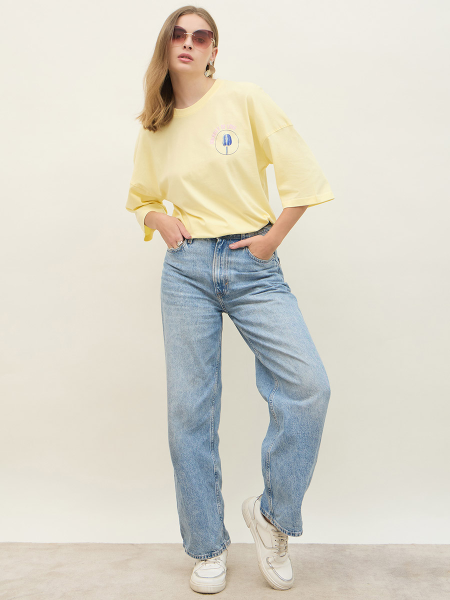 Tシャツ・カットソー [MATINKIM]bubbly graphic printing top in light yellow Tops – Matin Kim