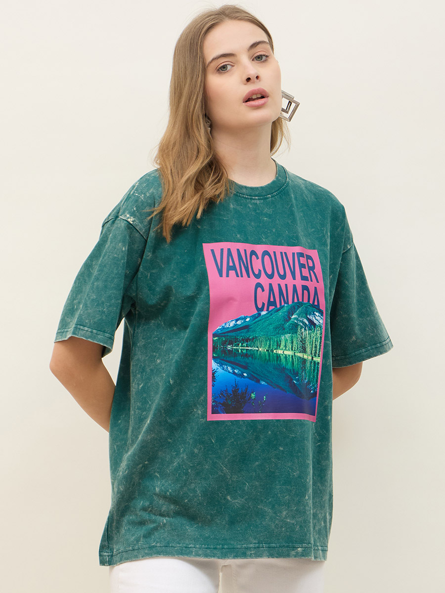 Buy Vancouver Graphic Print Acid Washed Oversized T-Shirt