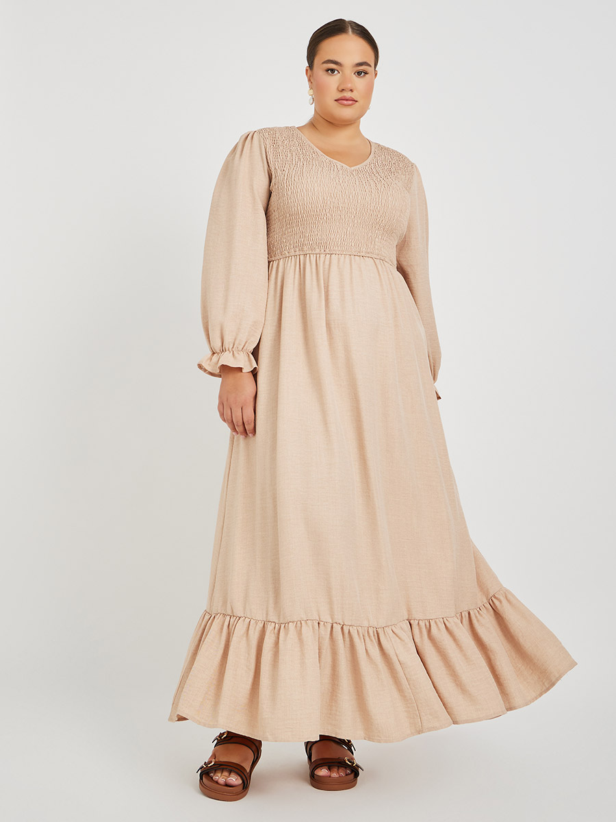 【美品】BALLOON SLEEVE I LINE DRESS A-Line Balloon Sleeve Midi Dress