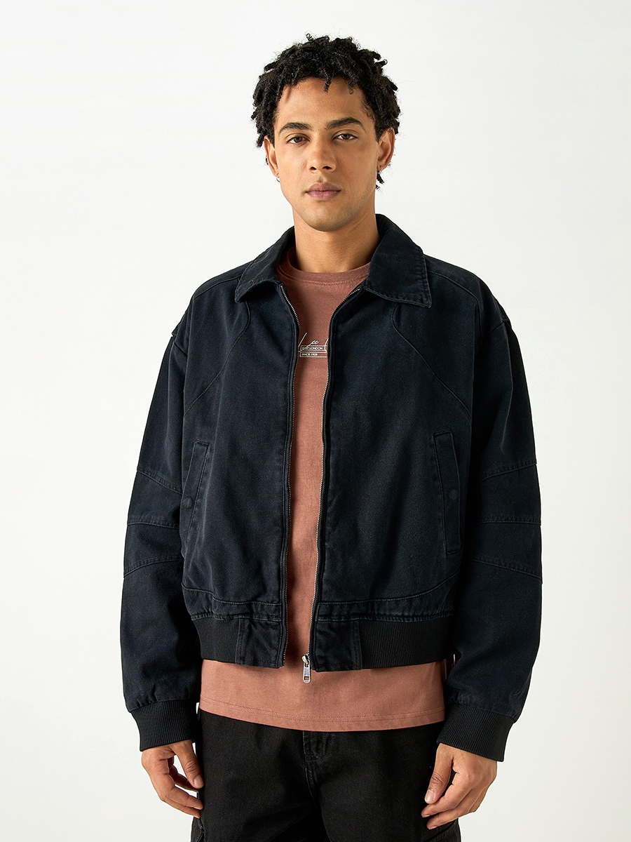 Lee Cooper Long Sleeves Bomber Jacket with Zip Closure and Pockets