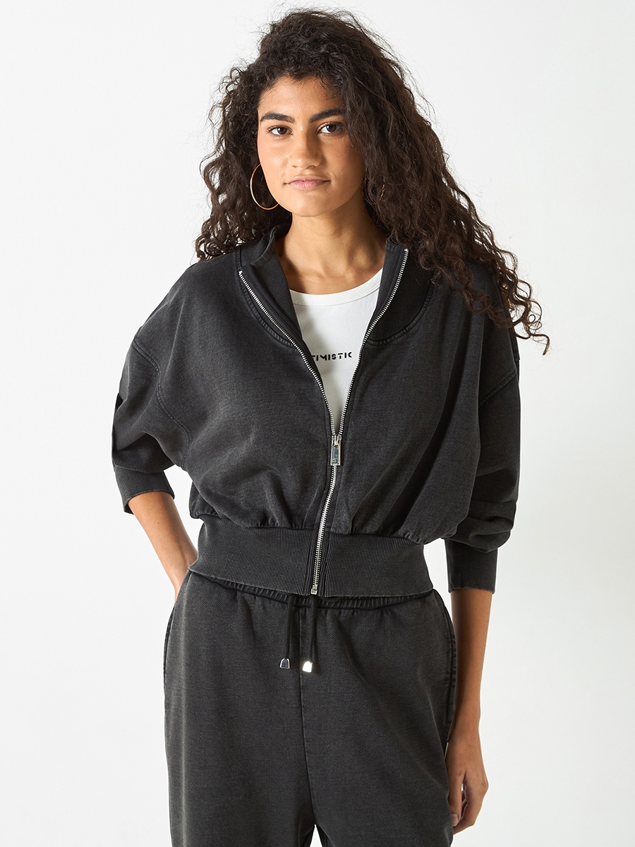 Lee Cooper Solid Sweatshirt with Zip Closure and Long Sleeves For