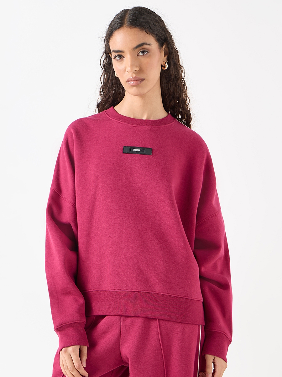 Kappa Logo Applique Sweatshirt with Long Sleeves and Crew Neck For