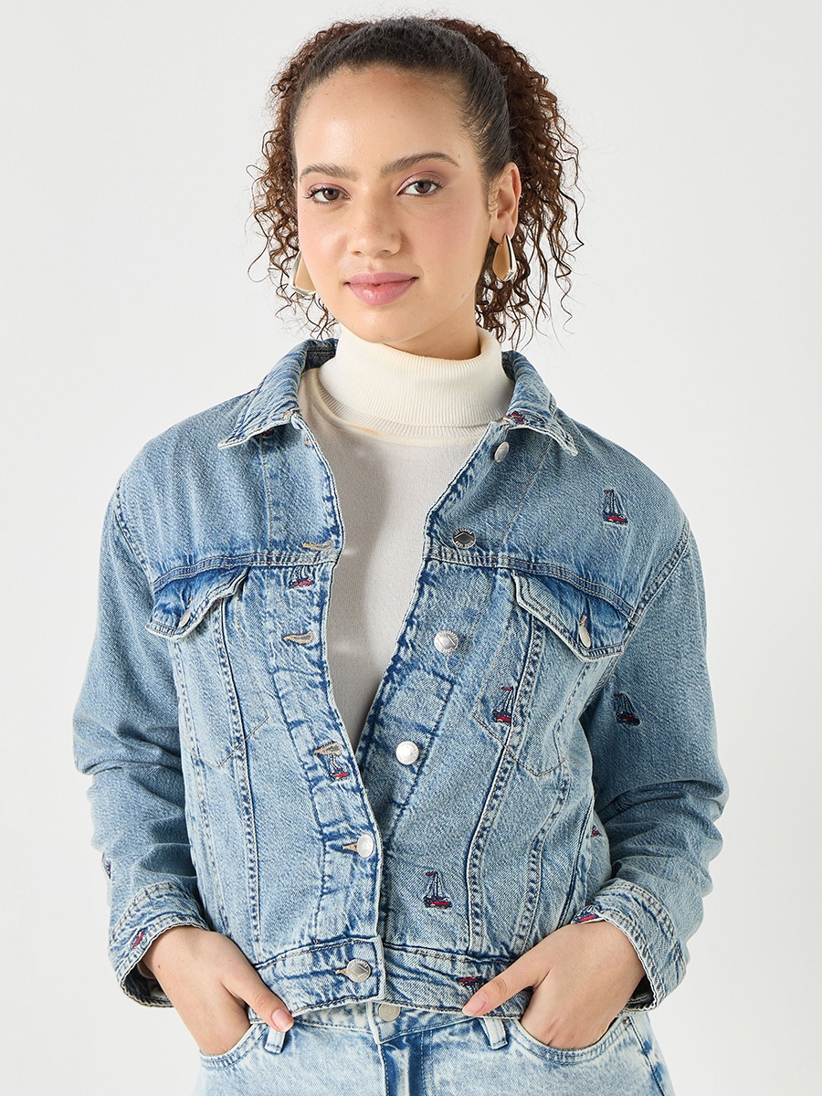 Lee Cooper Embroidered Button Through Jacket with Pockets For