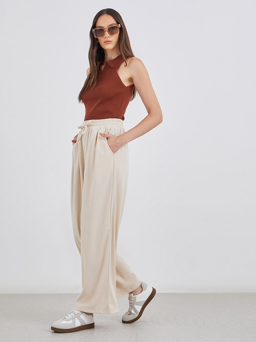 Wide Leg Cream Corduroy Pants Women Cream Corduroy Wide Leg