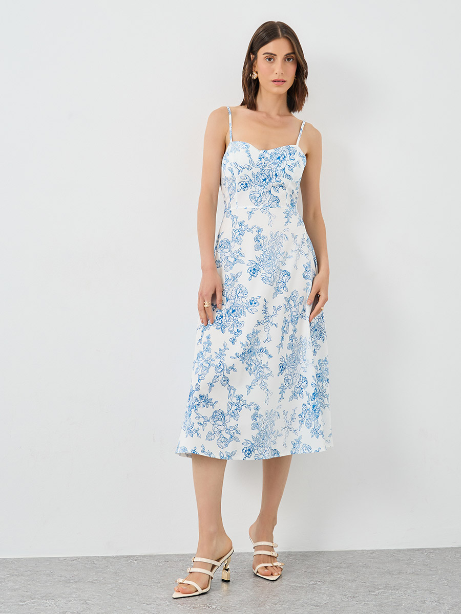 Texture Sweetheart Neck Backless Cami Dress