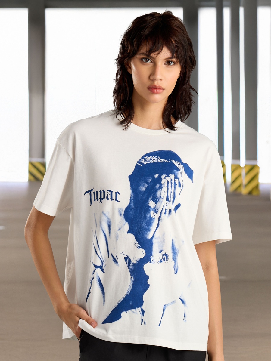 Tupac Print Oversized T-Shirt For Default Category at Saudi Styli