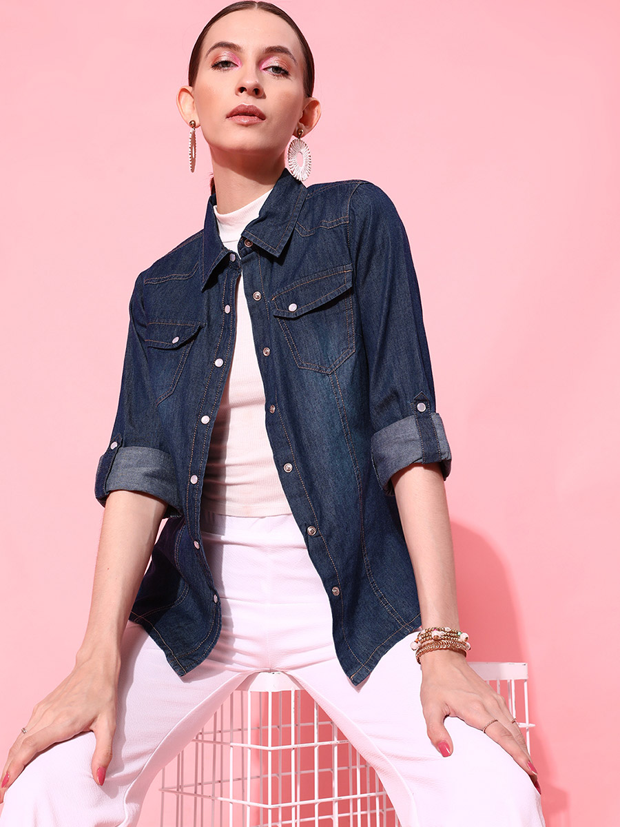 Faded Dark Denim Top Abrand Zendaya 00 Denim Top Dark Vintage