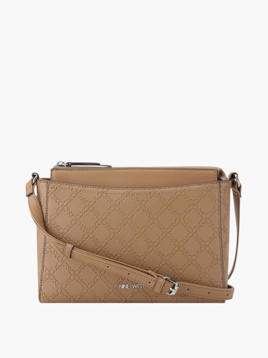 Embossed Crossbody Bag with Zip Closure For Default Category at