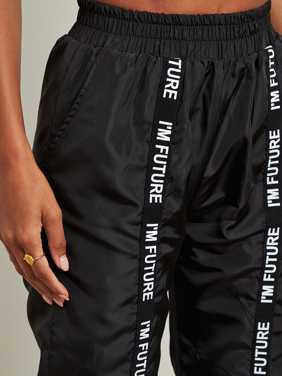 Buy Im Future Taping Slogan Printed Relaxed Fit Jogger Black